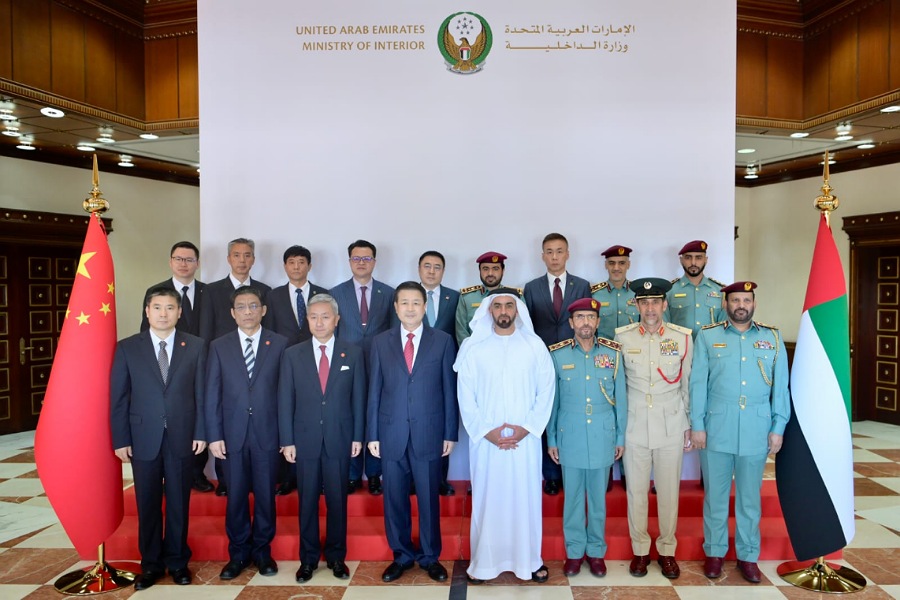 Emirati and Chinese officials launch strategic police dialogue between the two countries, Saif bin Zayed meets with the Chinese Minister of Public Security and discusses ways to step up security cooperation between the two nations